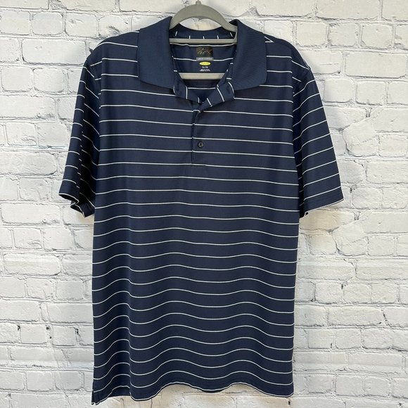 Greg Norman Play Dry Collared Golf Polo Shirt,‎ Size XL, Navy/White Stripes - Picture 1 of 8